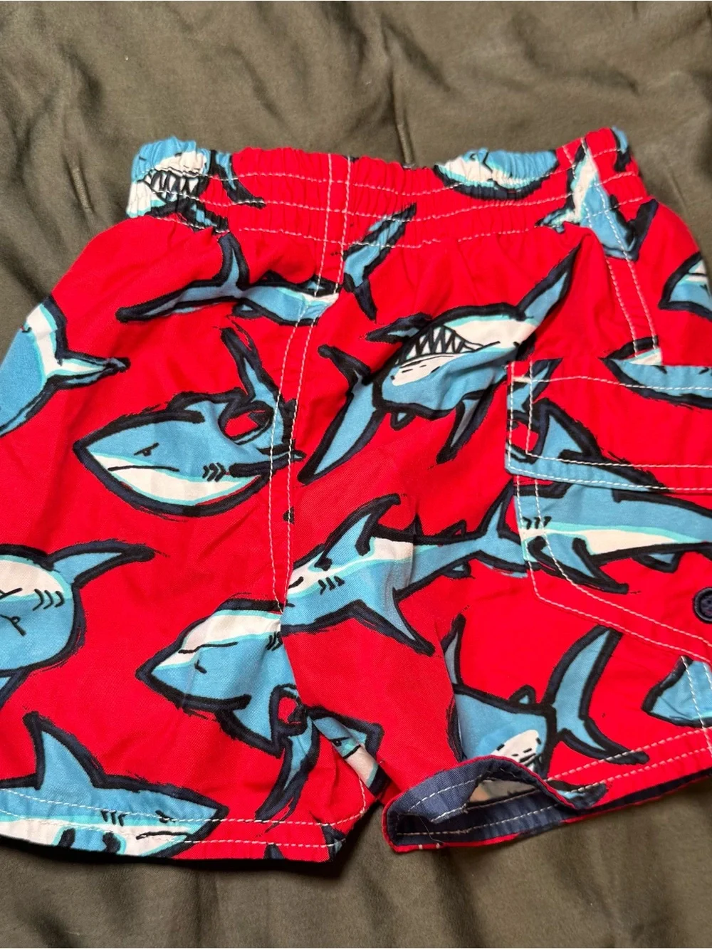 Baby Swim Shorts with Blue Shark Print: 3-6 months